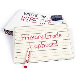 Two-sided, Write-On/Wipe-Off Lapboards (Primary-grade, set of 10, 9 x 12)